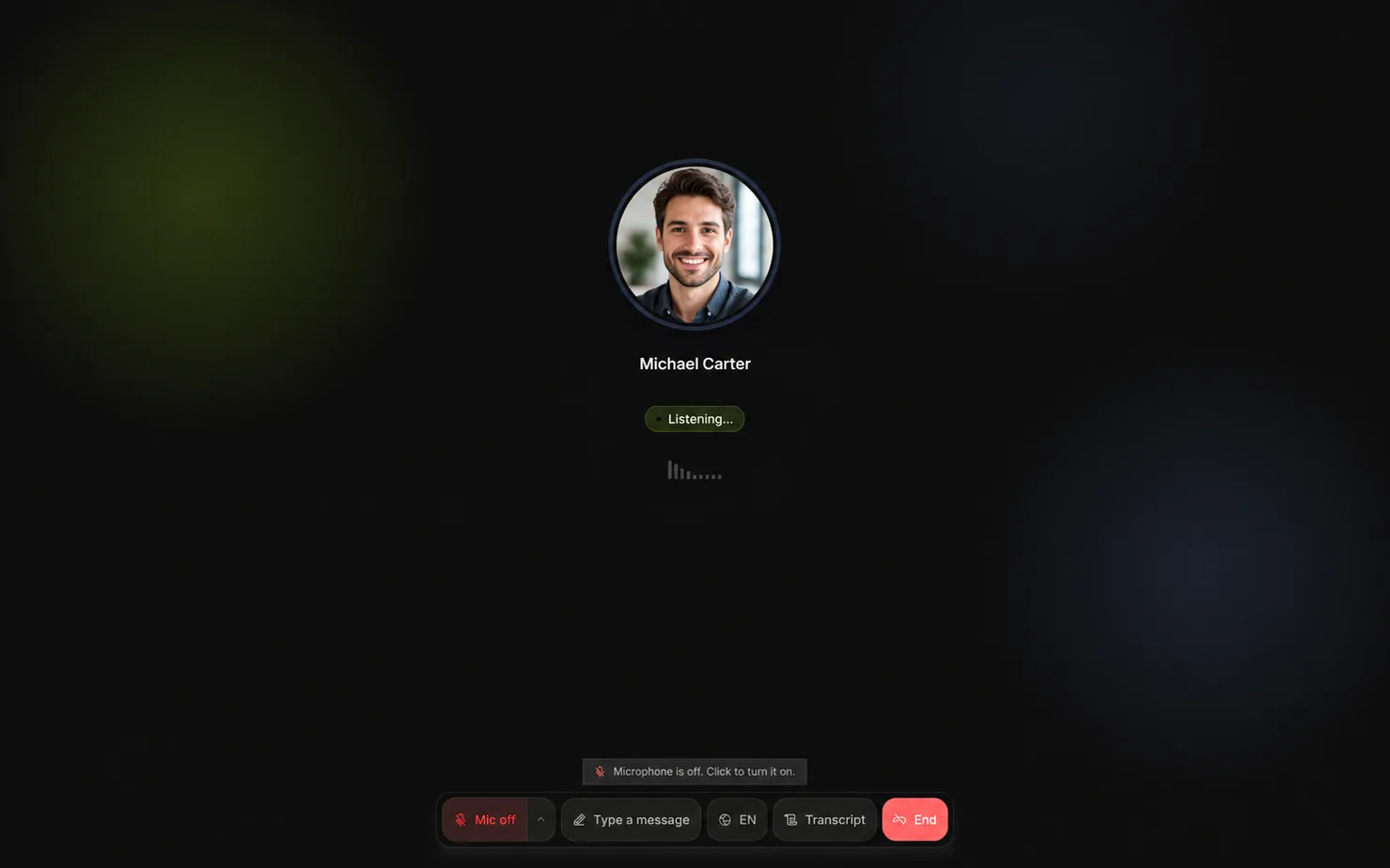 SynTwin voice agent listening during a call